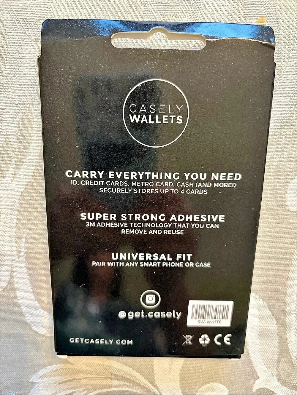 Casely White Silicon Wallet Adhesive Card Holder NWT